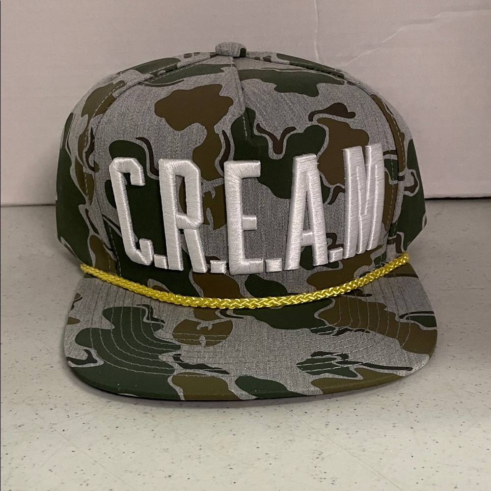 Wutang Camo Cream Snapback Hat with C.R.E.A.M. Embroidery